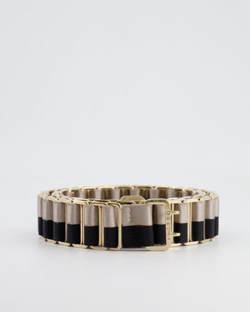 Top Quality Chanel Fall 2004  Black and Bronze Links Belt with Gold Hardware Size 85cm
