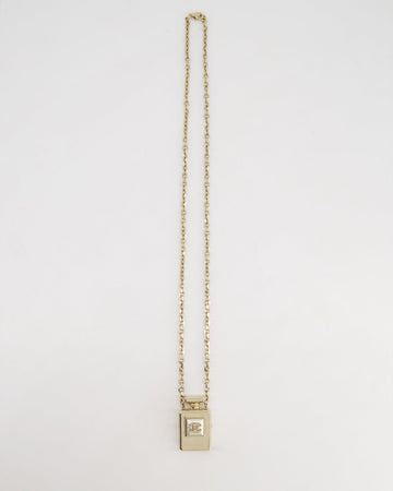 Top Quality Chanel Champagne Gold Perfume Bottle Pendant Necklace with Pearl CC Logo