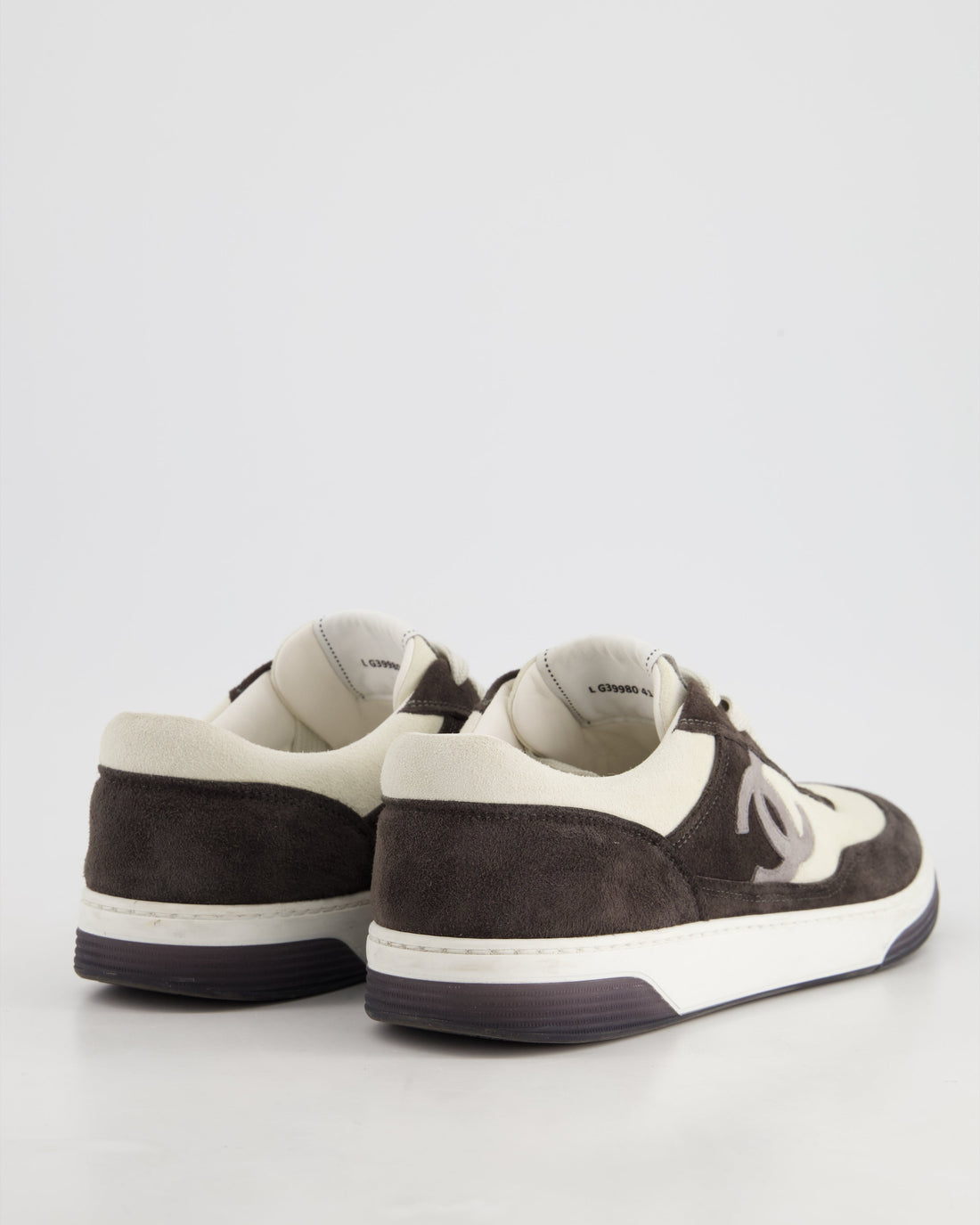 Top Quality Chanel Black, White Suede with Grey CC Logo Trainers EU 41