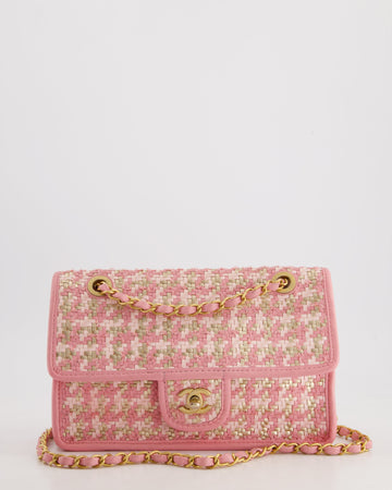 Top Quality Chanel 23C Pink Woven Flap Bag with Leather Edge Detail and Brushed Gold Hardware