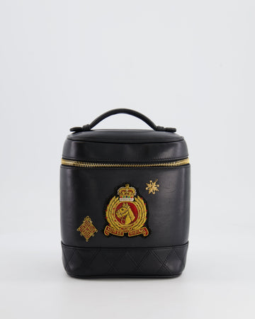 Top Quality Chanel  Black Lambskin Leather Embroidered Vanity Bag with 24K Gold Hardware