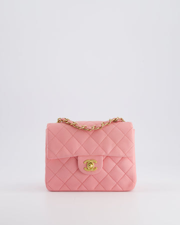 *RARE* Top Quality Chanel  Bubblegum Pink Mini Square Flap Bag in Lambskin Leather with 24K Gold Hardware