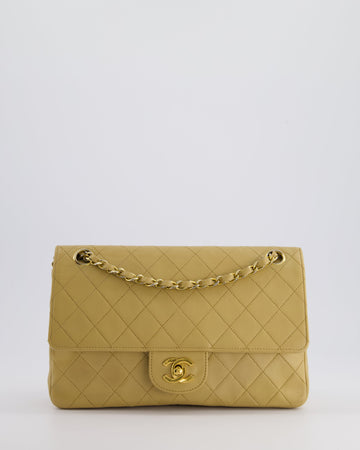 *FIRE PRICE* Top Quality Chanel  Chai Beige Classic Medium Stitched Edge Double Flap Bag in Lambskin Leather with 24K Gold Hardware