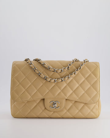 Top Quality Chanel Beige Jumbo Classic Single Flap Bag in Caviar Leather with Silver Hardware