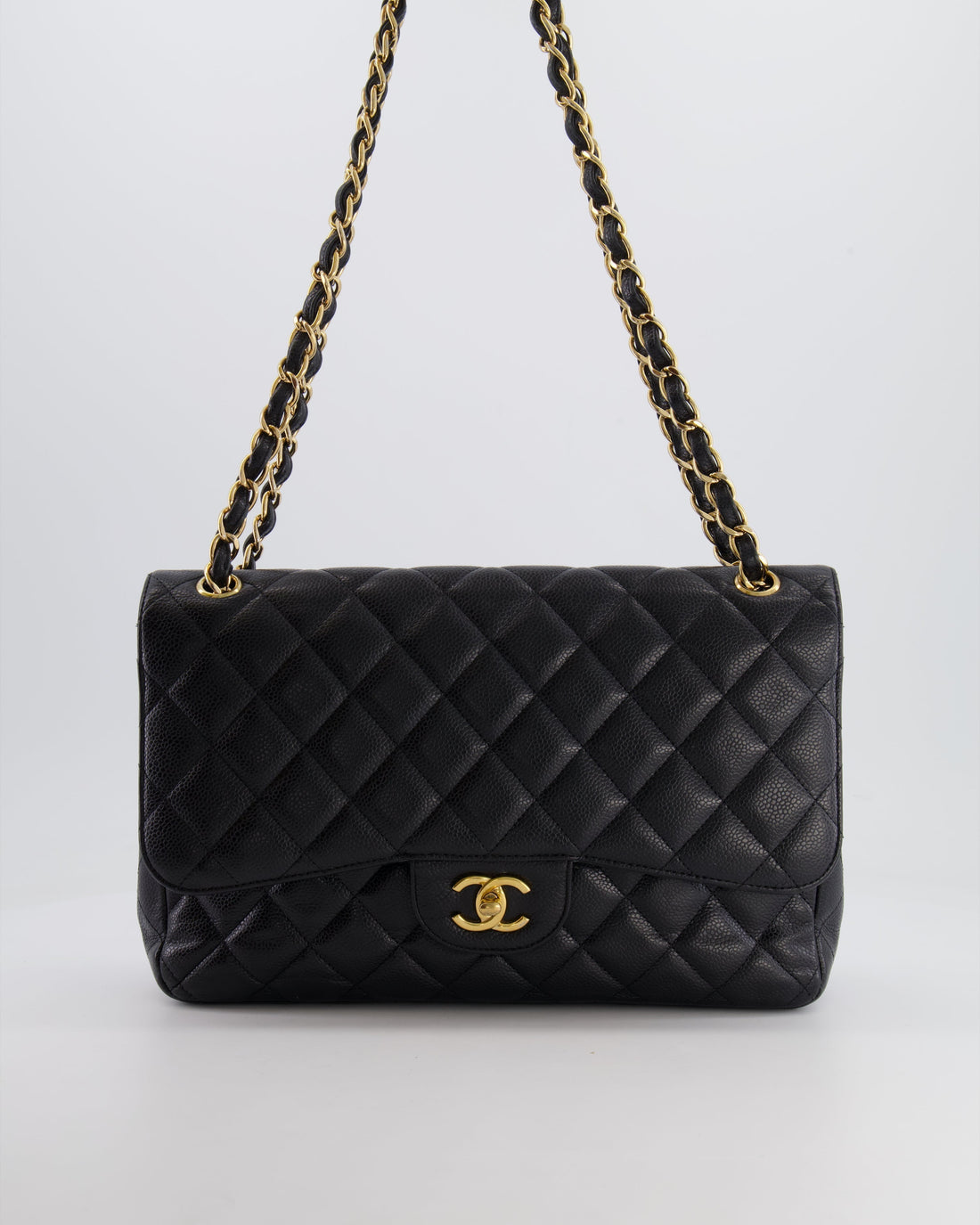 Top Quality Chanel Black Jumbo Classic Double Flap Bag in Caviar Leather with Gold Hardware RRP ¬£9,540