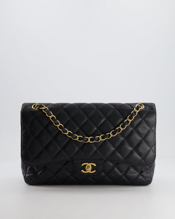 Top Quality Chanel Black Jumbo Classic Double Flap Bag in Caviar Leather with Gold Hardware RRP ¬£9,540