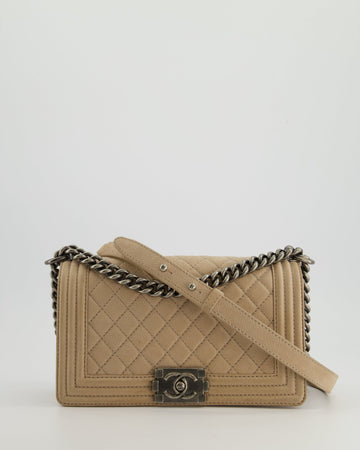 *FIRE PRICE* Top Quality Chanel Medium Beige Boy Bag in Nubuck Leather with Ruthenium Hardware