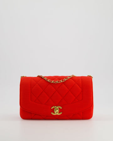 *RARE* Top Quality Chanel Red Jersey Small Diana Flap Bag in with Gold Hardware