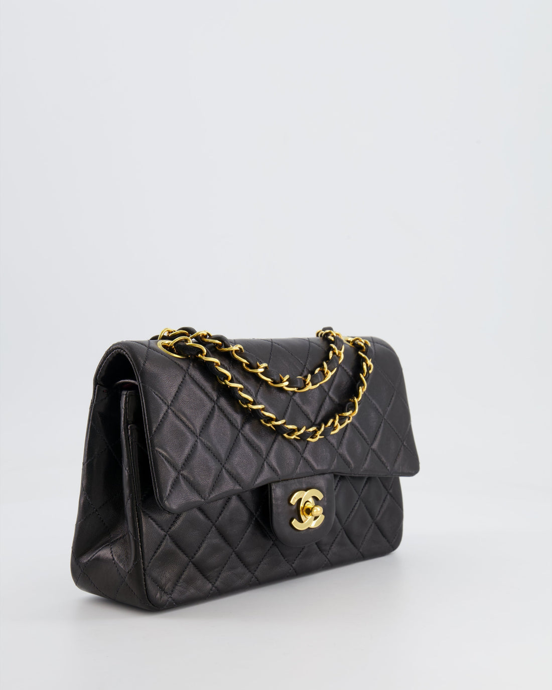 Top Quality Chanel Black  Classic Small Double Flap Bag in Lambskin Leather with 24K Gold Hardware