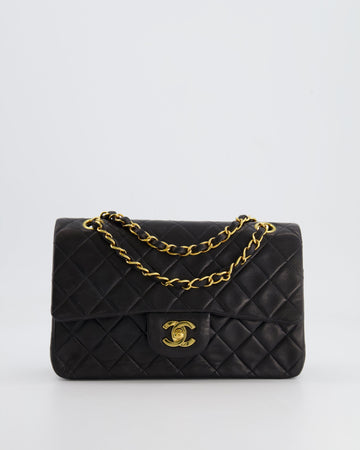 Top Quality Chanel Black  Classic Small Double Flap Bag in Lambskin Leather with 24K Gold Hardware