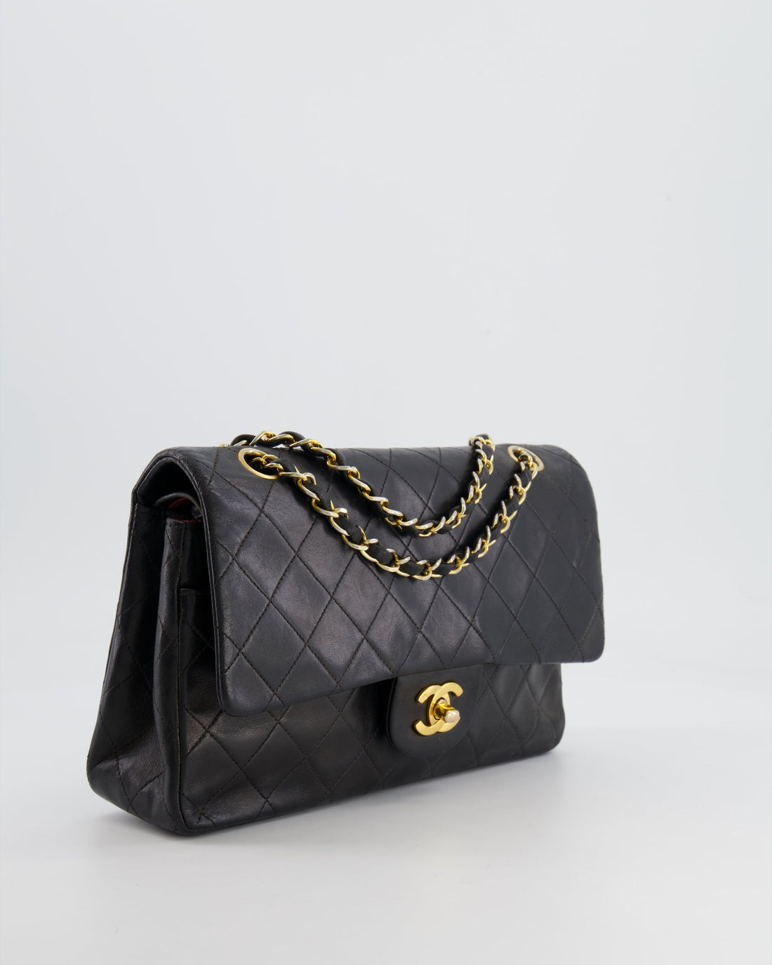 Top Quality Chanel  Black Medium Classic Double Flap Bag in Lambskin Leather with 24K Gold Hardware