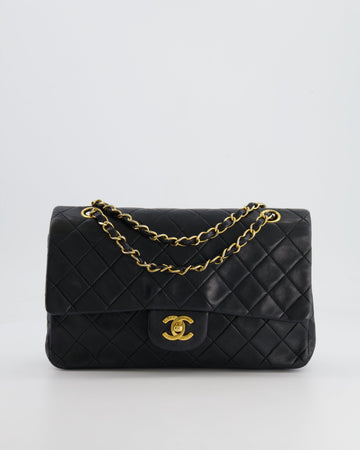 Top Quality Chanel  Black Medium Classic Double Flap Bag in Lambskin Leather with 24K Gold Hardware