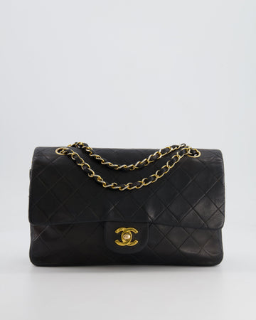 Top Quality Chanel  Black Medium Classic Double Flap Bag in Lambskin Leather with 24K Gold Hardware