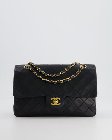 Top Quality Chanel  Black Medium Classic Double Flap Bag in Lambskin Leather with 24K Gold Hardware