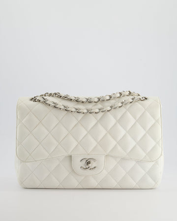 Top Quality Chanel White Jumbo Classic Double Flap Bag in Caviar Leather with Silver Hardware