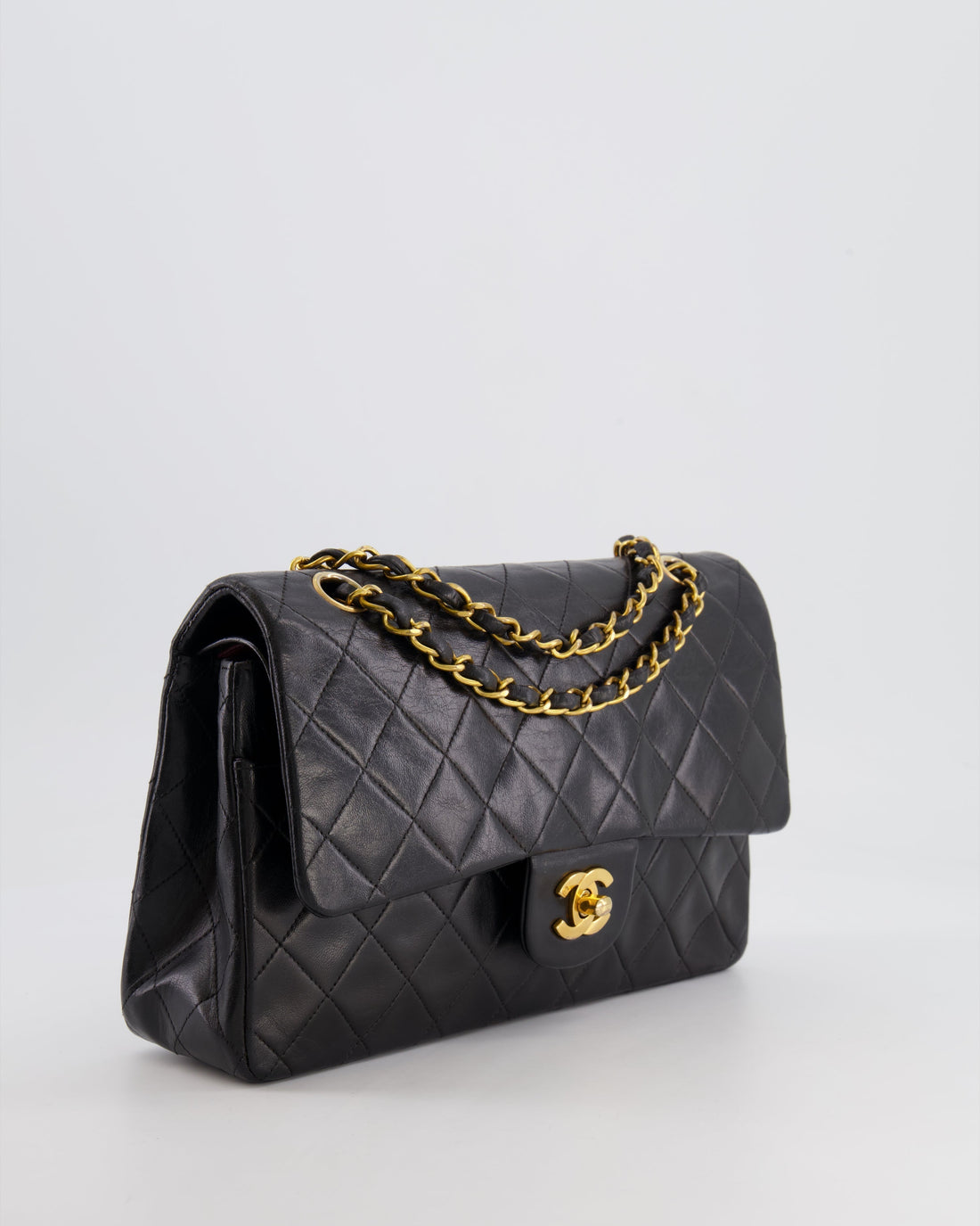 Top Quality Chanel  Black Medium Classic Double Flap Bag in Lambskin Leather with 24K Gold Hardware