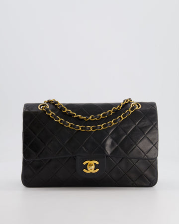 Top Quality Chanel  Black Medium Classic Double Flap Bag in Lambskin Leather with 24K Gold Hardware