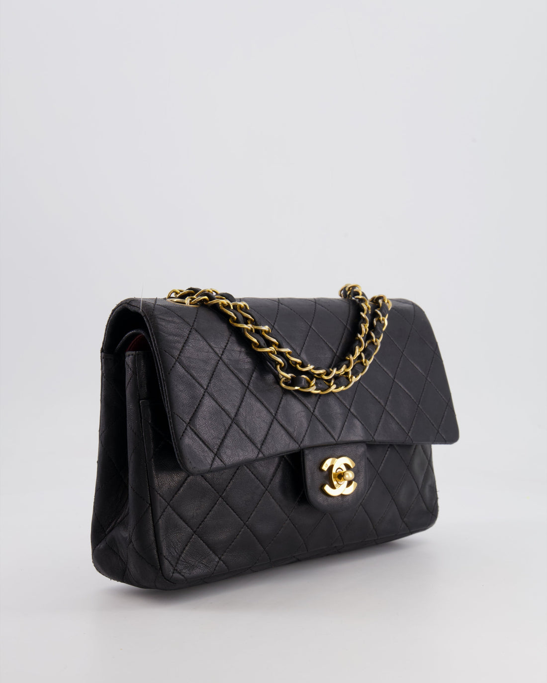 Top Quality Chanel  Black Medium  Classic Double Flap Bag in Lambskin Leather with 24K Gold Hardware