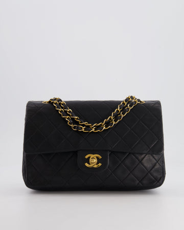 Top Quality Chanel  Black Medium  Classic Double Flap Bag in Lambskin Leather with 24K Gold Hardware