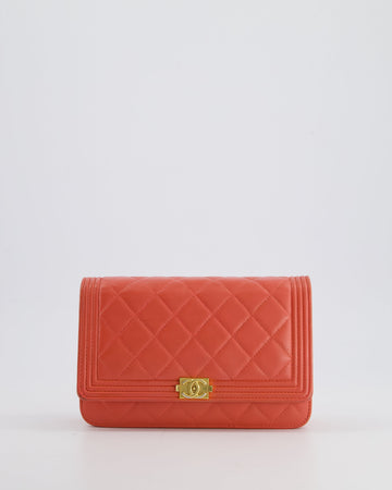 *FIRE PRICE* Top Quality Chanel Coral Boy Wallet On Chain with Champagne Gold Hardware