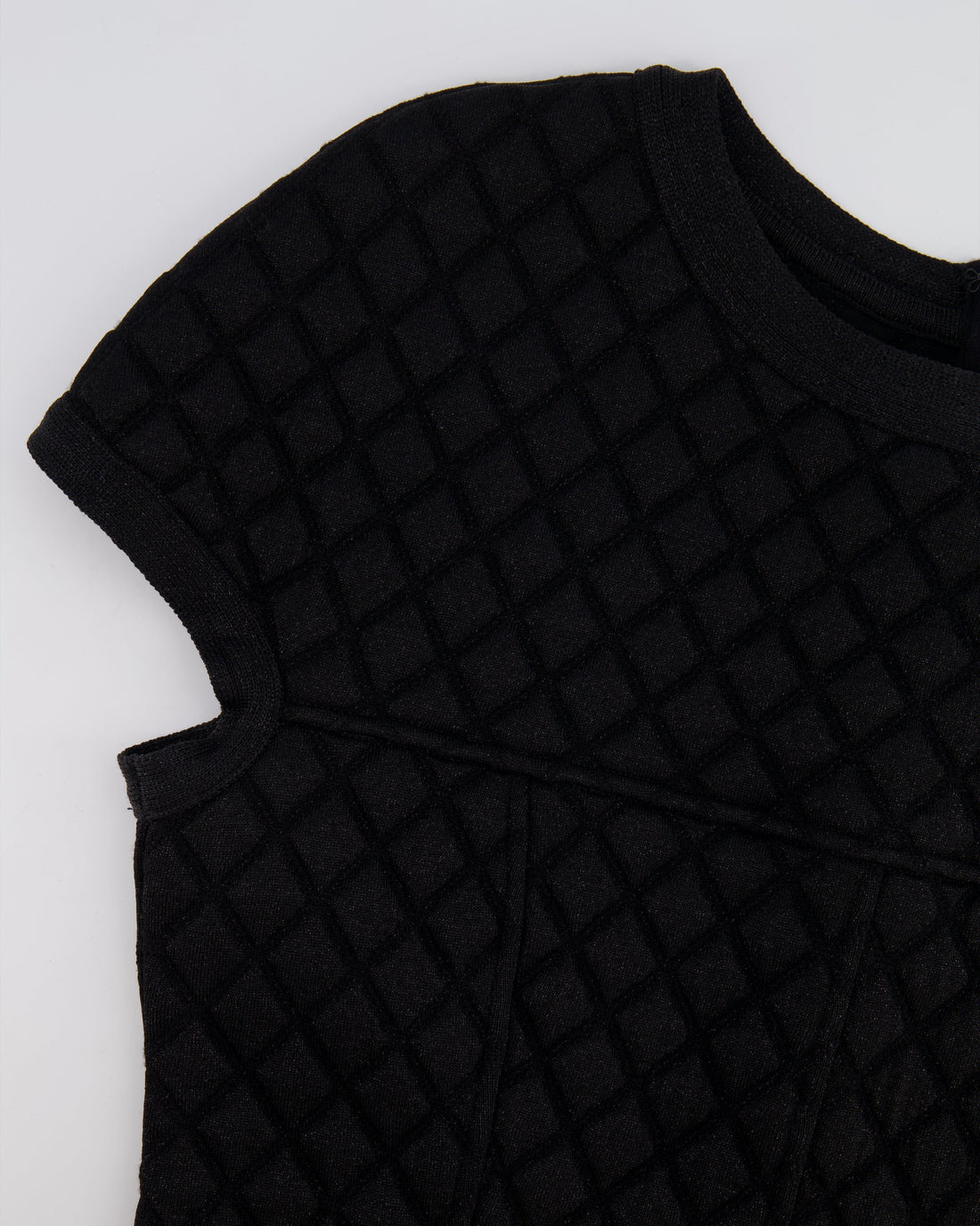 Top Quality Chanel Black Padded Shimmery Short Sleeve Bodycon Mini Dress with CC Logo Detail Size FR 40 (UK 12)