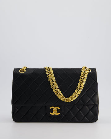 Top Quality Chanel Black  Medium Lambskin Classic Flap with Stitched Edge and 24K Gold Hardware