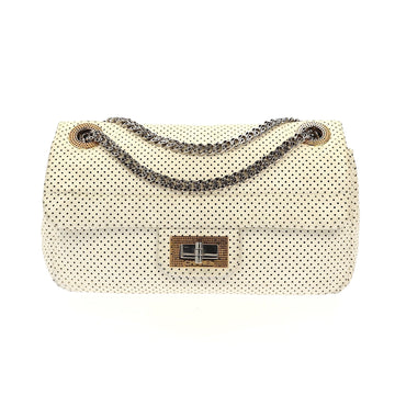 Top Quality Chanel 2.55 Shoulder Bag in White Leather