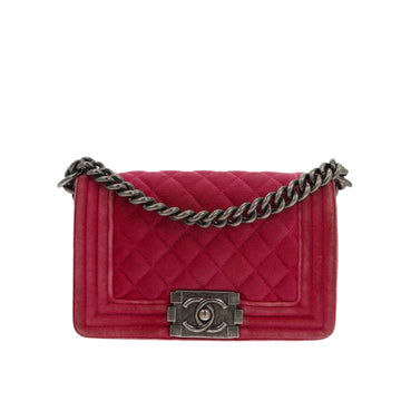 Top Quality Chanel Boy Shoulder Bag in Pink Velvet