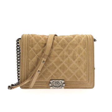 Top Quality Chanel Boy Shoulder Bag in Beige Suede