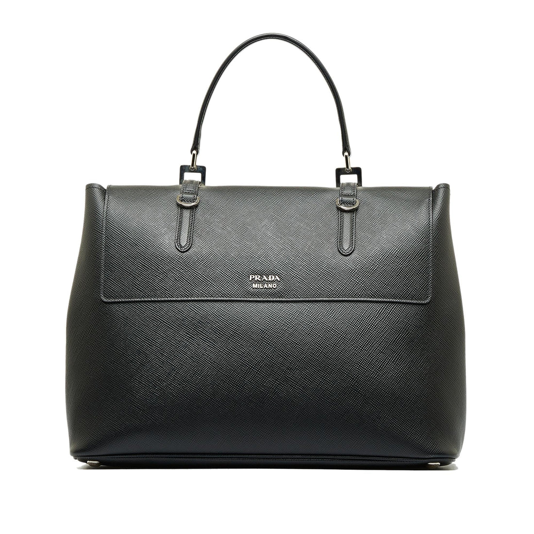 Prada Saffiano Double Turnlock Satchel (SHG-YAGoX0)