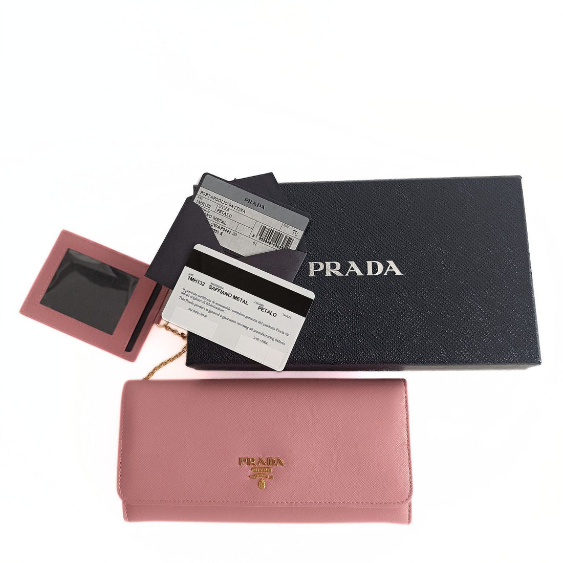 PRADA Prada Prada pink Saffiano Metal long wallet