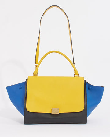 Celine Black/Yellow Tricolour Leather Medium Trapeze Bag