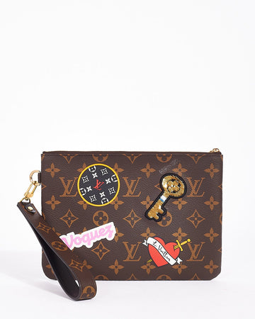 Louis Vuitton Monogram Canvas Patches City Wristlet Pouch Bag