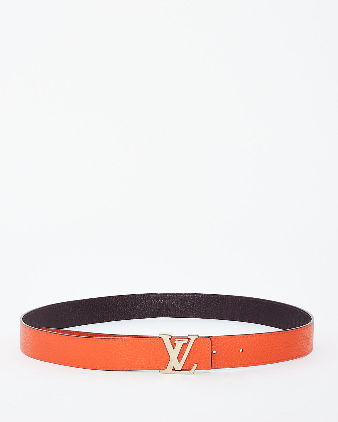 Louis Vuitton Orange/Eggplant Leather Reversible Logo Belt - 85/34