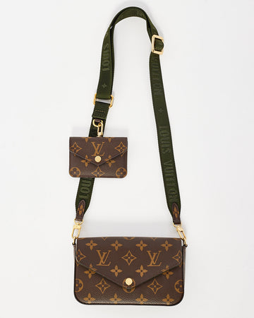 Louis Vuitton Monogram Canvas Félicie Strap & Go Crossbody with Khaki Strap