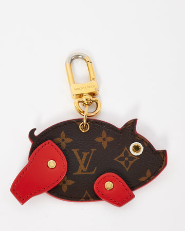 Louis Vuitton Monogram Canvas & Red Pig Bag Charm