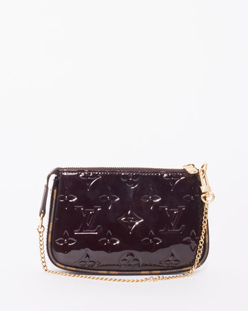 Louis Vuitton Amarante Monogram Vernis & Canvas Trim Mini Pochette D'Accessoires