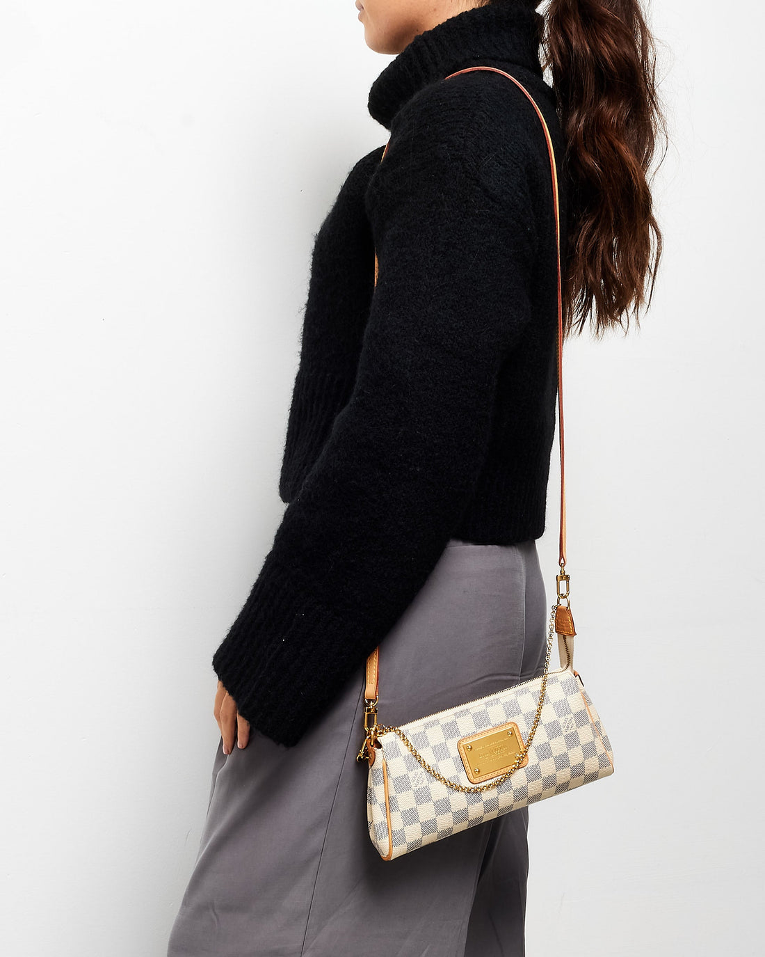 Louis Vuitton Damier Azur Coated Canvas Eva Crossbody Clutch Bag