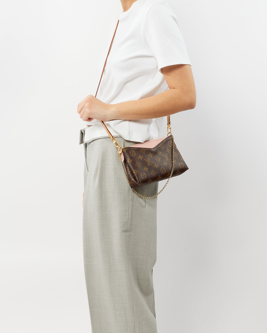 Louis Vuitton Monogram Canvas/ Rose Poudre Pallas Clutch