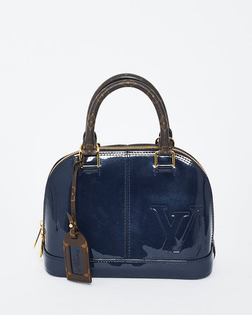 Louis Vuitton Dark Blue Vernis Lisse & Monogram Leather Alma BB Bag