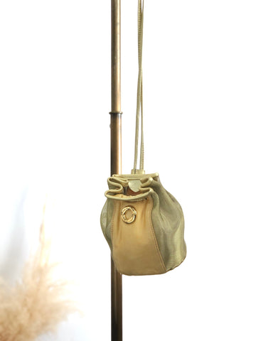 CELINE Circle Logo Drawstring Small Shoulder bag Beige New 1:1 s6bm4s