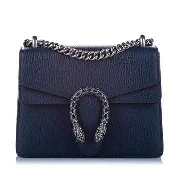 Gucci Dionysus Leather Crossbody Bag Blue SHW
