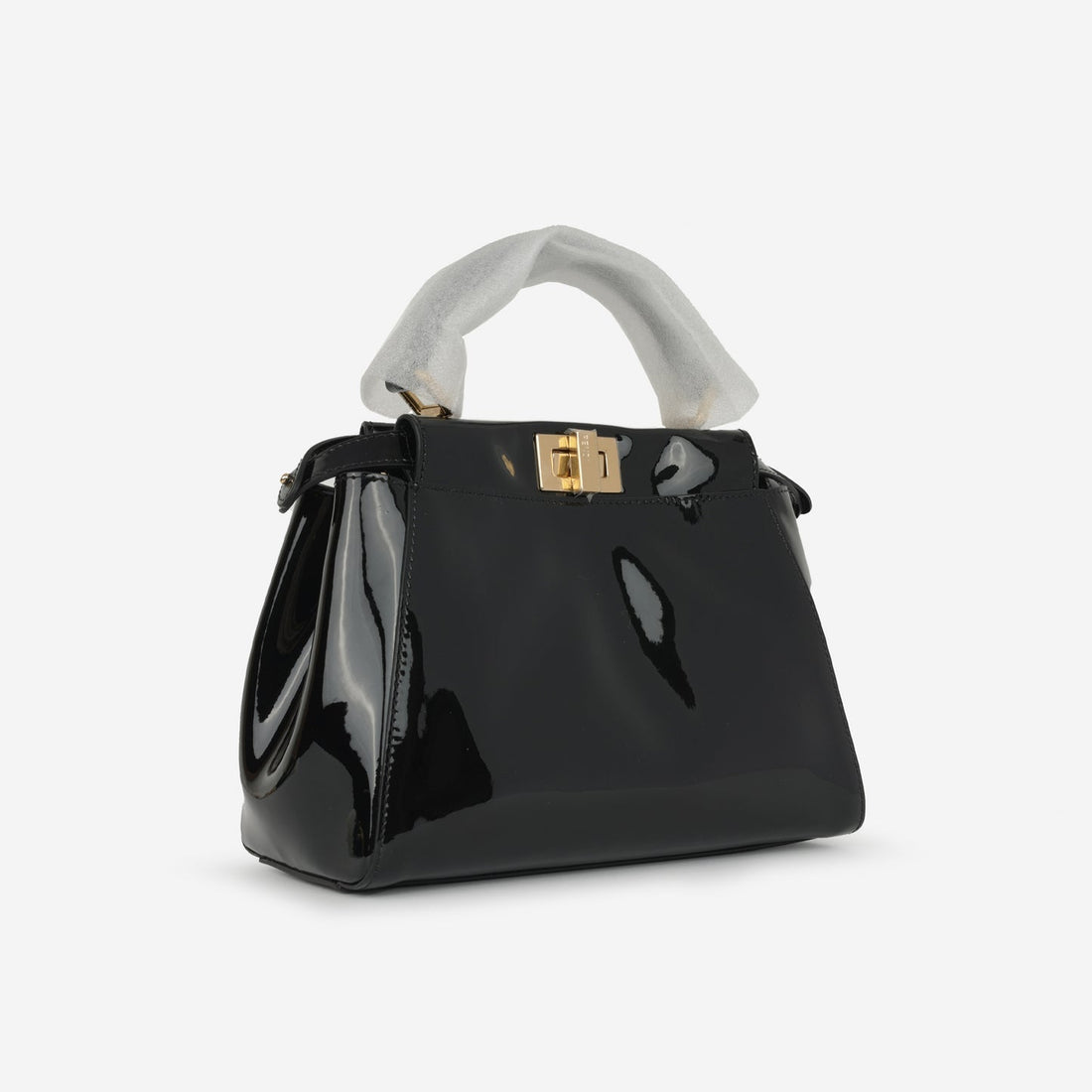 Fendi Mini Peekaboo Black Patent Leather GHW (NWT)