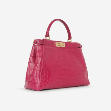Fendi Fendi - Large Peekaboo GHW - Hot Pink Crocodile GHW -