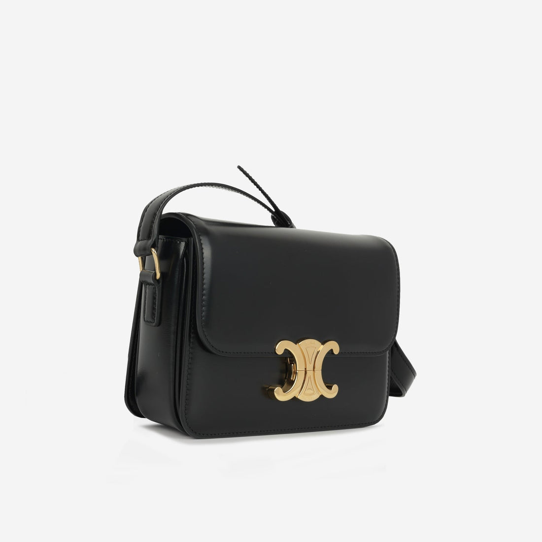 Celine - Teen Triomphe Bag - Black Shiny Calfskin GHW -  - 2023
