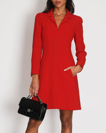 Top Quality Chanel  Red Jacket with Gold CC Logo Button Details FR 34 (UK 6)