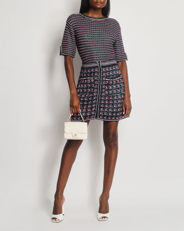 Top Quality Chanel Black, Pink and Green Tweed Top and Mini Skirt Set with Metallic Fibres Size FR  38 (UK 10)
