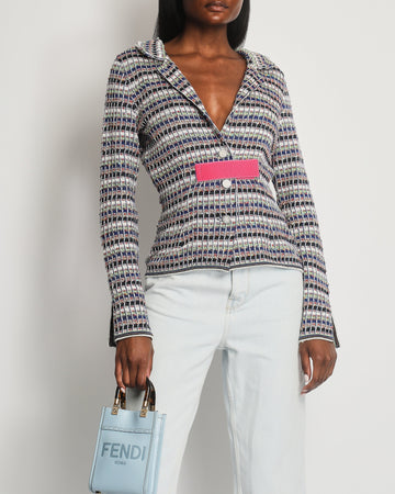 Top Quality Chanel Multi-Coloured Tweed Jacket with Pink Velcro Closure Detail FR 38 (UK 10)
