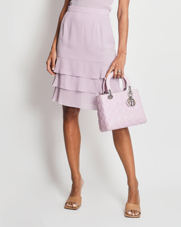 *HOT * Top Quality Chanel  98C Lilac Tiered Midi Skirt Size FR 38 (UK 10)