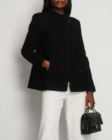 Top Quality Chanel Black Tweed Long Sleeve Jacket with Button Detail Size FR 44 (UK 16)